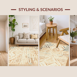 Ultra Soft Area Rug, Non Slip, Stain Resistant, Washable Area Rugs for Living Room, Bedroom, Intricate Aztec Patterned Decor(Beige)