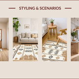 Ultra Soft Area Rug, Non Slip, Stain Resistant, Washable Area Rugs for Living Room, Bedroom, Luxurious Neutral Tiled Design(Beige)