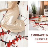 Ultra Soft Area Rug, Non Slip, Stain Resistant, Washable Area Rugs for Living Room, Bedroom, Vivid Cherry Blossom Abstract Art(Red)