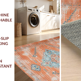 Ultra Soft Area Rug, Non Slip, Stain Resistant, Washable Area Rugs for Living Room, Bedroom, Transitional Soft Beige Layered Patterns(Orange)