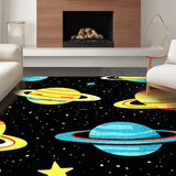 Ultra Soft Area Rug, Non Slip, Stain Resistant, Washable Area Rugs for Living Room, Bedroom, Bright Interstellar Learning Theme(Yellow)