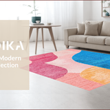 Ultra Soft Area Rug, Non Slip, Stain Resistant, Washable Area Rugs for Living Room, Bedroom, Colorful Geometric Bedroom Rug for Girls(Pink)