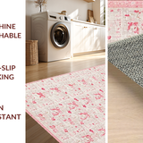Ultra Soft Area Rug, Non Slip, Stain Resistant, Washable Area Rugs for Living Room, Bedroom, Blush Bow and Cherry Accent Rug Pattern(Pink)