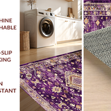 Ultra Soft Area Rug, Non Slip, Stain Resistant, Washable Area Rugs for Living Room, Bedroom, Stylish Symmetrical Floral Design(Purple)