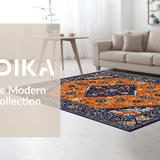 Ultra Soft Area Rug, Non Slip, Stain Resistant, Washable Area Rugs for Living Room, Bedroom, Chic Abstract Patterned Elegance(Orange)