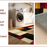 Ultra Soft Area Rug, Non Slip, Stain Resistant, Washable Area Rugs for Living Room, Bedroom, Vibrant Modern Patchwork Aesthetic(Beige)