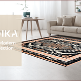 Ultra Soft Area Rug, Non Slip, Stain Resistant, Washable Area Rugs for Living Room, Bedroom, Sophisticated Charcoal Animal Motif(Black)
