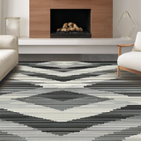 Ultra Soft Area Rug, Non Slip, Stain Resistant, Washable Area Rugs for Living Room, Bedroom, Dynamic Striped Contemporary Flair(Black)