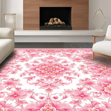Ultra Soft Area Rug, Non Slip, Stain Resistant, Washable Area Rugs for Living Room, Bedroom, Charming Floral Pom Pom Delight(Pink)