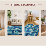 Ultra Soft Area Rug, Non Slip, Stain Resistant, Washable Area Rugs for Living Room, Bedroom, Farmhouse Primitive Jute Star(Blue)