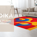 Ultra Soft Area Rug, Non Slip, Stain Resistant, Washable Area Rugs for Living Room, Bedroom, Striking Bold Circular Design(Red)