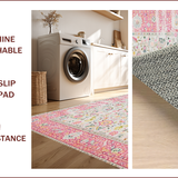 Ultra Soft Area Rug, Non Slip, Stain Resistant, Washable Area Rugs for Living Room, Bedroom, Chic Geometric Soft Pink Aesthetic(Ivory)
