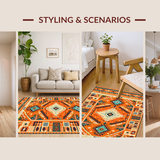 Ultra Soft Area Rug, Non Slip, Stain Resistant, Washable Area Rugs for Living Room, Bedroom, Lively Multi-Tonal Medallion Style(Orange)