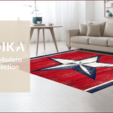 Ultra Soft Area Rug, Non Slip, Stain Resistant, Washable Area Rugs for Living Room, Bedroom, Rustic Vintage Star Emblem(Red)