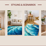 Ultra Soft Area Rug, Non Slip, Stain Resistant, Washable Area Rugs for Living Room, Bedroom, Sea Wave Pastel Area Rug for Relaxation Spaces(Blue)