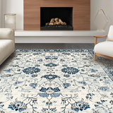 Ultra Soft Area Rug, Non Slip, Stain Resistant, Washable Area Rugs for Living Room, Bedroom, Vibrant Retro Floral Fusion(White)