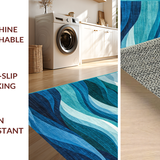 Ultra Soft Area Rug, Non Slip, Stain Resistant, Washable Area Rugs for Living Room, Bedroom, Serene Aqua Fluid Aesthetic(Blue)