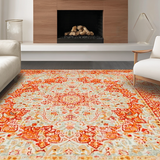 Ultra Soft Area Rug, Non Slip, Stain Resistant, Washable Area Rugs for Living Room, Bedroom, Cozy Whimsical Geometric Arrangement(Orange)
