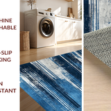 Ultra Soft Area Rug, Non Slip, Stain Resistant, Washable Area Rugs for Living Room, Bedroom, Rustic Minimalist Blue Tones Design(Blue)