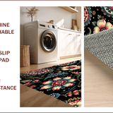 Ultra Soft Area Rug, Non Slip, Stain Resistant, Washable Area Rugs for Living Room, Bedroom, Paisley Floral Print(Black)
