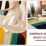 Ultra Soft Area Rug, Non Slip, Stain Resistant, Washable Area Rugs for Living Room, Bedroom, Vibrant Abstract Curvilinear Artistry(Yellow)