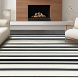 Ultra Soft Area Rug, Non Slip, Stain Resistant, Washable Area Rugs for Living Room, Bedroom, Elegant Black and Cream Chevron(Black)