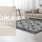 Ultra Soft Area Rug, Non Slip, Stain Resistant, Washable Area Rugs for Living Room, Bedroom, Luxurious Black and Grey Medallion(Beige)