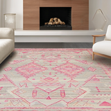 Ultra Soft Area Rug, Non Slip, Stain Resistant, Washable Area Rugs for Living Room, Bedroom, Bold Multicolored Textured Artwork(Pink)