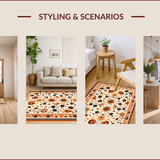 Ultra Soft Area Rug, Non Slip, Stain Resistant, Washable Area Rugs for Living Room, Bedroom, Vibrant Floral Bedroom High-Traffic Area Carpet(Ivory)