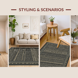 Ultra Soft Area Rug, Non Slip, Stain Resistant, Washable Area Rugs for Living Room, Bedroom, Modern Neutral Tiled Arrangement(Black)
