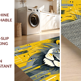 Ultra Soft Area Rug, Non Slip, Stain Resistant, Washable Area Rugs for Living Room, Bedroom, Fun Animal Character Round Mat(Yellow)