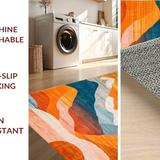 Ultra Soft Area Rug, Non Slip, Stain Resistant, Washable Area Rugs for Living Room, Bedroom, Eclectic Round Patterned Delight(Orange)