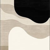 Ultra Soft Area Rug, Non Slip, Stain Resistant, Washable Area Rugs for Living Room, Bedroom, Elegant Deck Abstract Black & Beige(Black)