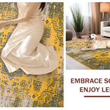 Ultra Soft Area Rug, Non Slip, Stain Resistant, Washable Area Rugs for Living Room, Bedroom, Warm Neutral Ogee Style(Yellow)