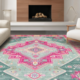 Ultra Soft Area Rug, Non Slip, Stain Resistant, Washable Area Rugs for Living Room, Bedroom, Rustic Tiled Patterned Charm(Blue)