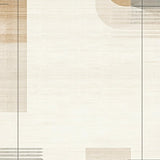 Bordered Accent Area Modern Low Pile Beige(Beige)