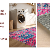 Ultra Soft Area Rug, Non Slip, Stain Resistant, Washable Area Rugs for Living Room, Bedroom, Modern Floral Stain Resistant Bedroom Area Rug(Pink)