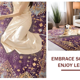 Ultra Soft Area Rug, Non Slip, Stain Resistant, Washable Area Rugs for Living Room, Bedroom, Intricate Tiled Rustic Elegance(Purple)