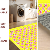 Ultra Soft Area Rug, Non Slip, Stain Resistant, Washable Area Rugs for Living Room, Bedroom, Modern Abstract Floral Aesthetic(Yellow)