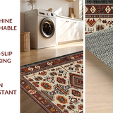 Ultra Soft Area Rug, Non Slip, Stain Resistant, Washable Area Rugs for Living Room, Bedroom, Chic Colorful Textured Motif(Red)