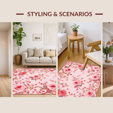 Ultra Soft Area Rug, Non Slip, Stain Resistant, Washable Area Rugs for Living Room, Bedroom, Contemporary Soft Petal Aesthetic(Pink)