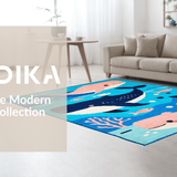 Ultra Soft Area Rug, Non Slip, Stain Resistant, Washable Area Rugs for Living Room, Bedroom, Bright Childlike Ocean Scene(Blue)
