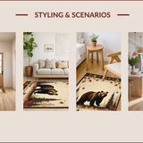 Ultra Soft Area Rug, Non Slip, Stain Resistant, Washable Area Rugs for Living Room, Bedroom, Vintage Nature-Inspired Design(Brown)