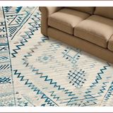 Ultra Soft Area Rug, Non Slip, Stain Resistant, Washable Area Rugs for Living Room, Bedroom, Chic Rustic Diamond Motif(Blue)