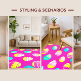 Ultra Soft Area Rug, Non Slip, Stain Resistant, Washable Area Rugs for Living Room, Bedroom, Delicate Pink Floral Arrangement(Pink)