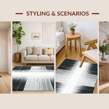 Ultra Soft Area Rug, Non Slip, Stain Resistant, Washable Area Rugs for Living Room, Bedroom, Striking Dark and Light Contrast(Black)