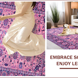 Ultra Soft Area Rug, Non Slip, Stain Resistant, Washable Area Rugs for Living Room, Bedroom, Eclectic Vintage Floral Harmony(Pink)