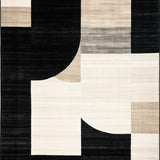 Ultra Soft Area Rug, Non Slip, Stain Resistant, Washable Area Rugs for Living Room, Bedroom, Barista Collection Modern Abstract Geometric Circles Area Rug Beige Black(Black)