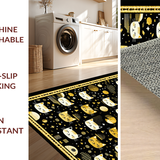 Ultra Soft Area Rug, Non Slip, Stain Resistant, Washable Area Rugs for Living Room, Bedroom, Trendy Feline Inspired Welcome Mat(Black)