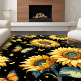 Ultra Soft Area Rug, Non Slip, Stain Resistant, Washable Area Rugs for Living Room, Bedroom, Contemporary Rustic Floral Fusion(Yellow)